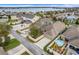 Aerial view of a neighborhood featuring homes, backyards and a play area with a pool at 909 Egrets Landing Way, Groveland, FL 34736