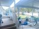 Covered back patio perfect for outdoor seating and overlooking the spacious, fenced backyard at 11428 Pheasant Trl, Leesburg, FL 34788