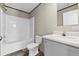 Bathroom with shower and sink and neutral finishes at 147 Woodstork Way, Frostproof, FL 33843