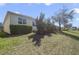 A view of the backyard from an angle that shows the greenery and side of the home at 22027 Belgian Ct, Mount Dora, FL 32757