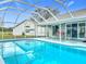 Lovely in-ground pool within screened enclosure and a view of the house and yard at 25110 Meriweather Rd, Leesburg, FL 34748