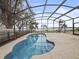 Screened-in pool featuring a beautiful view of the nearby lake at 31400 Saunders Dr, Tavares, FL 32778