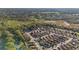An aerial view showcases the neighborhood's layout, highlighting the well-spaced homes and their proximity to the natural landscape at 427 Cambio Ct, The Villages, FL 32159
