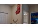 Unique decor on hallway wall with bathroom and decorative bedroom doors nearby at 4836 Romeo Cir, Kissimmee, FL 34746