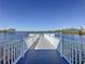 View of the community pier with a gazebo over the lake, surrounded by lily pads and trees at 12919 Freeman St, Windermere, FL 34786