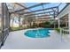A refreshing pool enclosed within a screened lanai, providing a private oasis with views of the surrounding landscape at 16011 Acorn Cir, Tavares, FL 32778