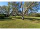 Expansive green backyard with mature trees provides serene views and ample space for outdoor activities at 26315 Newcombe Cir, Leesburg, FL 34748