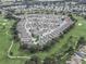 Expansive aerial view showcases a golf course community with mature trees at 3285 Archer Ave, The Villages, FL 32162