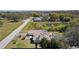 Aerial view of home featuring solar panels, screened-in pool, and landscaped backyard at 377 Ed Douglas Rd, Groveland, FL 34736