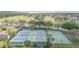 Overhead view of tennis courts and basketball court surrounded by trees and greenery, perfect for outdoor activities at 4256 Fawn Meadows Cir, Clermont, FL 34711