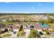 Aerial view showing the home's location relative to a green field and other properties in a new residential neighborhood at 4982 Ne 124Th Rd, Oxford, FL 34484