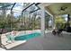 Large screened-in pool with a spacious patio and view of the backyard at 6035 Falconbridge Pl, Mount Dora, FL 32757