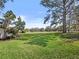 Spacious backyard featuring a lush lawn and mature trees, providing a serene and private outdoor space at 9829 Wedgewood Ln, Leesburg, FL 34788