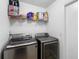 Modern laundry room with front-load washer and dryer, plus shelving above at 1917 Emily Blvd, Winter Haven, FL 33884