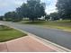 Scenic street view of the neighborhood, lined with mature trees, a gazebo, and lush greenery at 2427 Tamarind Grove Run, The Villages, FL 32162