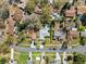 Overhead view of community, showcasing a home with a private pool in a desirable neighborhood at 3400 Foxboro Ct, Mount Dora, FL 32757