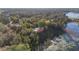 Aerial view showing a home with pond and wooded surroundings at 39615 Forest Dr, Eustis, FL 32736