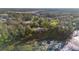 Aerial view of single-story home surrounded by trees and a pond at 39615 Forest Dr, Eustis, FL 32736