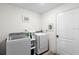 Clean and functional laundry room with modern washer and dryer units, plus storage at 440 Kensington View Dr, Winter Haven, FL 33880