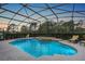 Screened in pool with attached jacuzzi tub surrounded by lush green landscaping at 6206 Ocilla Loop, Clermont, FL 34714