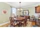 Formal dining room featuring an elegant chandelier, large window, and custom wall decor at 220 Nautica Mile Dr, Clermont, FL 34711