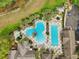 Community pool area with a large freeform pool, lap pool, hot tub, and various seating and lounging areas at 26821 Augusta Springs Cir, Leesburg, FL 34748