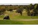 Scenic golf course view featuring lush greenery, mature trees and a golfer with a golf cart on a sunny day at 3773 Eversholt St, Clermont, FL 34711