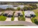 Scenic aerial view highlighting desirable neighborhood homes, green landscaping, and peaceful community lake at 5824 Blue Savannah Dr, Leesburg, FL 34748