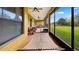 Relaxing screened-in patio with comfortable seating and views of the beautiful green lawn at 12127 Cypress Landing Ave, Clermont, FL 34711