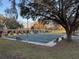 Large shuffleboard courts are covered for shade and surrounded by mature trees and common green space at 25527 Oak Aly, Leesburg, FL 34748