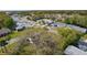 Aerial view of a peaceful neighborhood showcasing tree-lined streets and well-maintained homes at 5402 Rosewall Cir, Leesburg, FL 34748
