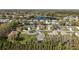 Aerial view of homes in a community surrounding a scenic lake and lush greenery at 6022 Wilander St, Leesburg, FL 34748