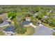 An aerial view of a well-situated home in a quiet neighborhood with mature trees and a private setting at 804 Deep Wood Ct, Fruitland Park, FL 34731