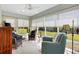 Inviting sunroom with plenty of natural light and comfortable seating to enjoy the outdoor view at 2188 Gordon Path, The Villages, FL 32163