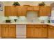 Efficient kitchen setup with neutral countertops and light oak cabinets at 24104 Robinwood St, Leesburg, FL 34748