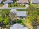 Aerial view of a single-Gathering home surrounded by mature trees and lush landscaping at 26800 Racquet Cir, Leesburg, FL 34748