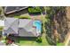 Aerial view of backyard with a screened-in pool and well-maintained landscaping at 306 Orista Dr, Davenport, FL 33897