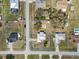 Aerial view of a neatly plotted property showcasing its location with blue boundaries in a residential neighborhood at 3909 Cr 532A, Bushnell, FL 33513