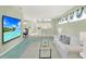 Comfortable living area with a modern TV, white sofa, and stylish furnishings, creating a relaxing atmosphere at 4712 St Andrews Arc, Leesburg, FL 34748