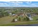 An aerial view showcasing the property lines of the home with garage, pool, landscaping, and yard at 7729 Lake Andrea Cir, Mount Dora, FL 32757