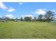 Large, well-maintained backyard showcasing ample green space and a variety of mature trees under a sunny sky at 7729 Lake Andrea Cir, Mount Dora, FL 32757
