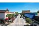 Aerial view of downtown featuring palm trees lining the street, buildings on each side, and a sunny sky above at 1108 Cedar St, Leesburg, FL 34748