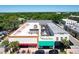 Aerial view highlights street level commercial buildings at 1108 Cedar St, Leesburg, FL 34748