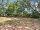 Spacious backyard featuring a swing set, bordered by lush trees offering privacy at 1108 Cedar St, Leesburg, FL 34748