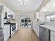 Bright kitchen boasts stainless steel appliances, white cabinetry, modern countertops, and seamless access to dining at 16721 Se 77Th Northridge Ct, The Villages, FL 32162
