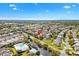 A high up perspective displays a planned community with a pool and manicured lawns at 1797 Pamplico Ct, The Villages, FL 32162