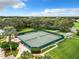 Well-maintained community tennis courts surrounded by lush landscaping on a beautiful sunny day at 27023 Old English Ct, Leesburg, FL 34748