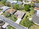 Aerial view of a well-maintained single-Gathering home with a landscaped front yard and a paved driveway at 5645 Huntington St, Leesburg, FL 34748