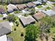 Overhead view of a single-Gathering home with an enclosed back porch and mature landscaping at 5645 Huntington St, Leesburg, FL 34748