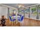 Sunroom featuring bright windows with exterior views, vinyl floors, and dining set at 9025 Se 136Th Loop, Summerfield, FL 34491